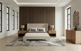 Emilio + Roma - Modern Beige Fabric + Oak 4-Piece Bedroom Set