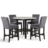 Celeste 42" Round Counter Table-Espresso/Faux Marble