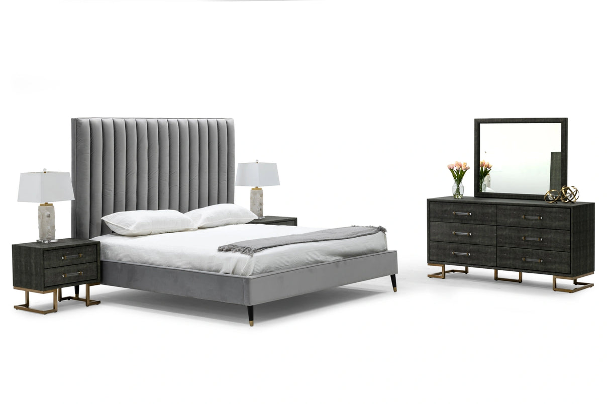 Hemlock - Modern Grey Velvet Bed