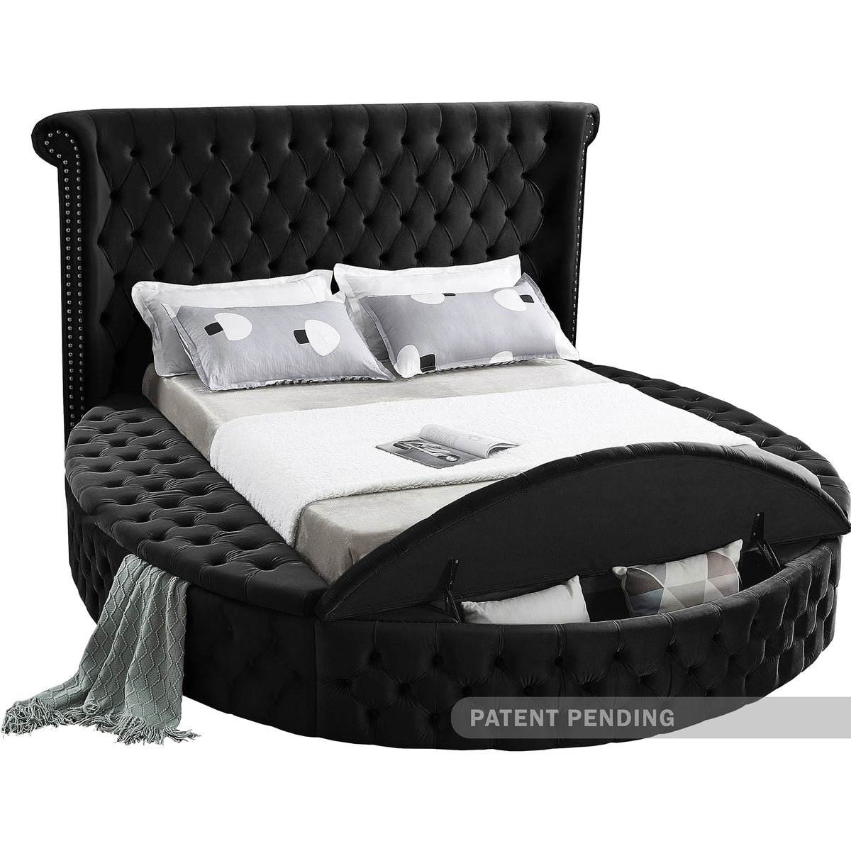 Luxus Black Velvet Full Bed (3 Boxes)