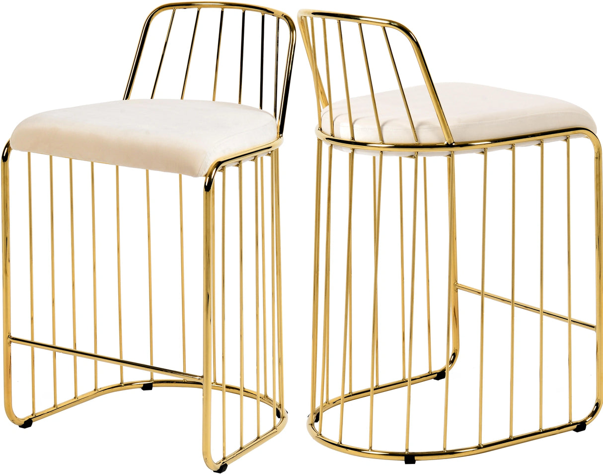 Gio Cream Velvet Stool