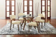 Paxton Mid Century Modern Nutmeg Glass Dining Table image