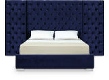 Grande Navy Velvet Queen Bed (3 Boxes)