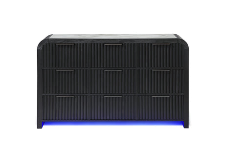 Beckett Wht/Blk Dresser W/ LED