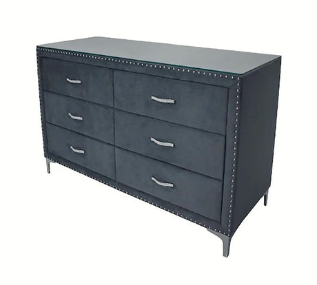 Crown Mark Furniture Lucinda 6 Drawer Dresser in Gray image