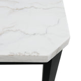 Francesca White Marble Square 5PC Counter Height Dining Set-Table & Four Blue Velvet Chairs