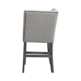 Seneca Counter Corner Bench with Upholstered Back and Grey Fabric
