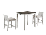 HESTON 36" STORAGE COUNTER TABLE SET W/2 CHAIRS-WHITE/GRAY