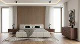 Lamont + Brooklyn - Modern Beige Fabric + Walnut 4-Piece Bedroom Set