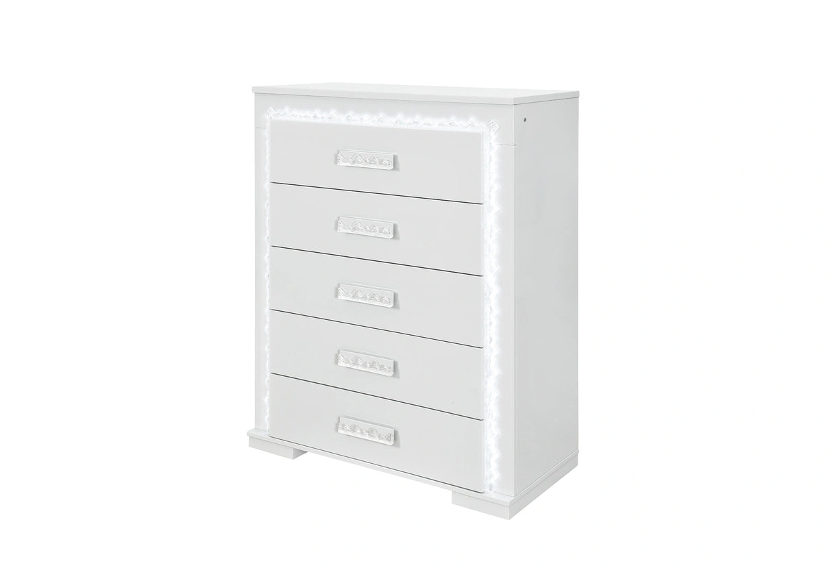 Naomi Silver Marble Chest with LED