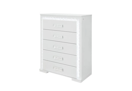 Naomi Silver Marble Chest with LED