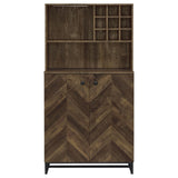 Mendoza 2-door Wine Cabinet Rustic Oak Herringbone and Gunmetal