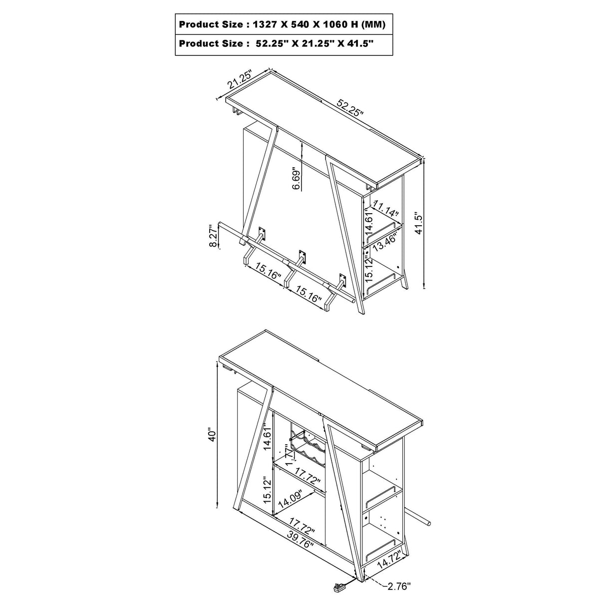 Araceli Home Bar with LED Lighting