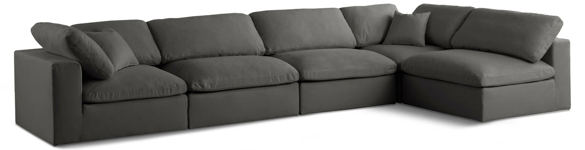 Plush Grey Velvet Standard Cloud Modular Sectional