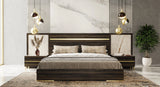 Velondra - Modern Eucalypto + Marble Bed with Two Nightstands