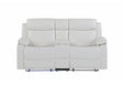 U6026 Blanche White Console Reclining Loveseat with LED and Speaker