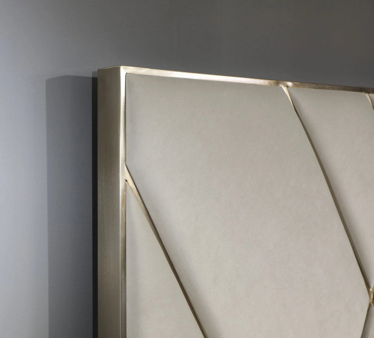 Eldora - Glam Beige Velvet and Brushed Brass Bed