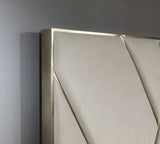 Eldora - Glam Beige Velvet and Brushed Brass Bed