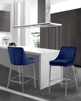 Karina Navy Velvet Stool