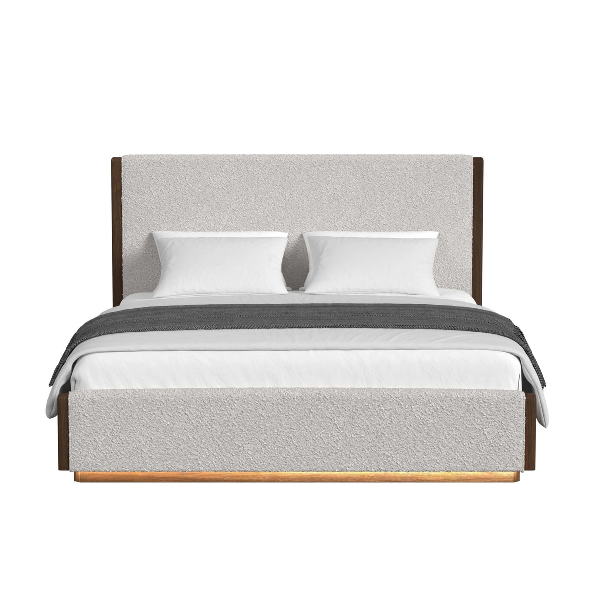 Brisbane UPH Bed with Boucle Beige and LED