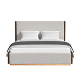 Brisbane UPH Bed with Boucle Beige and LED in Brown