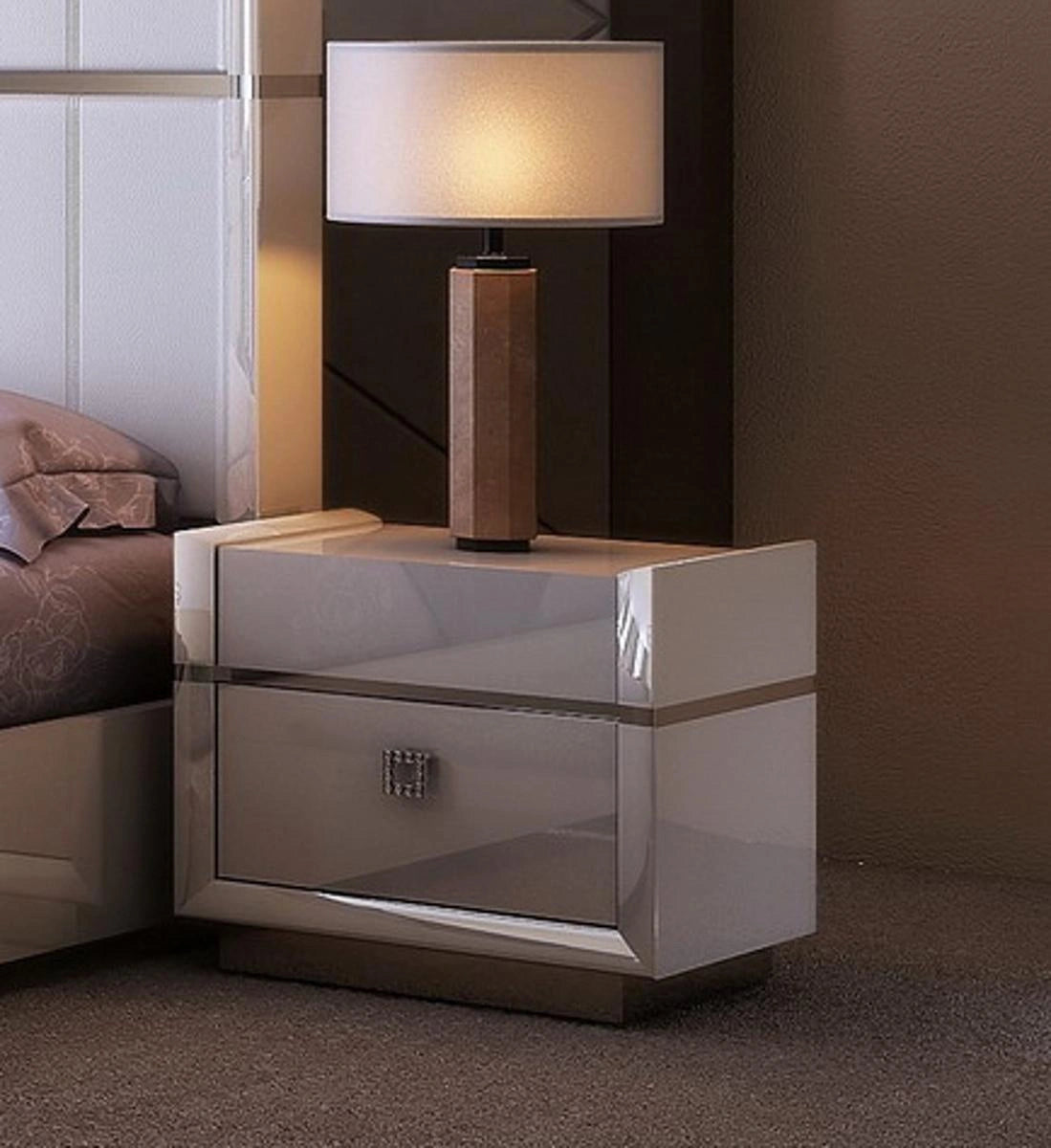 J&M Furniture Paris Night Stand in Light Grey