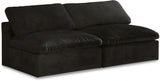 Cozy Black Velvet Cloud Modular Armless Sofa