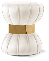 Vino Cream Velvet Ottoman/Stool