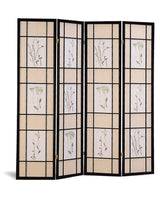 Catabella 4-panel Floral Print Folding Screen Multi-color