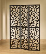 Nailan 3-panel Open Mosaic Pattern Room Divider Black