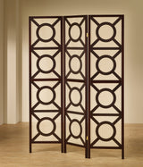 Vulcan 3-panel Geometric Folding Screen Tan and Cappuccino