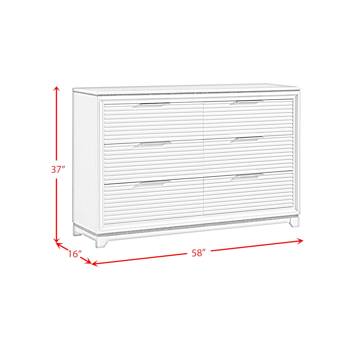 Denmark 6-Drawer Dresser in White