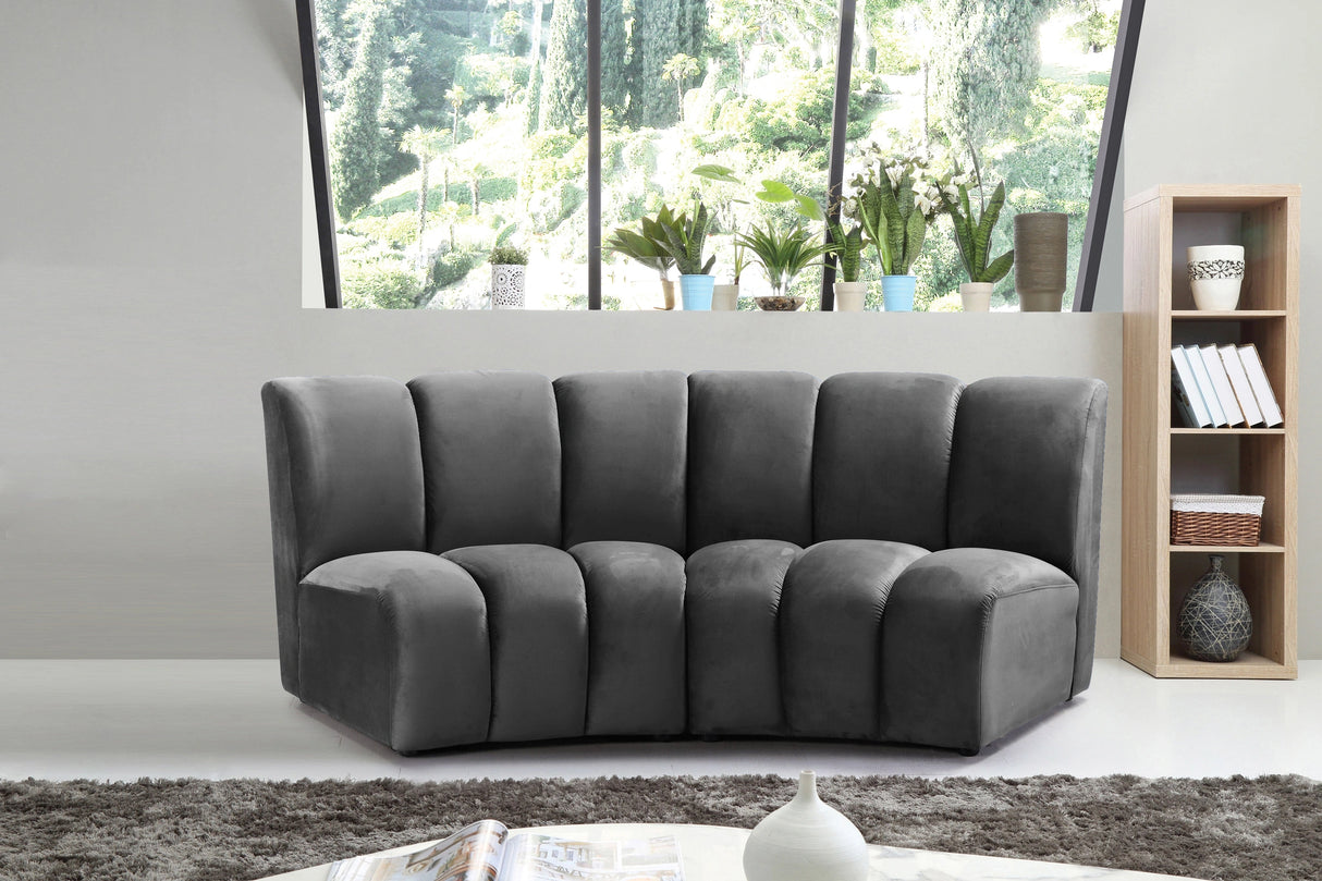 Infinity Grey Velvet 2pc. Modular Sectional