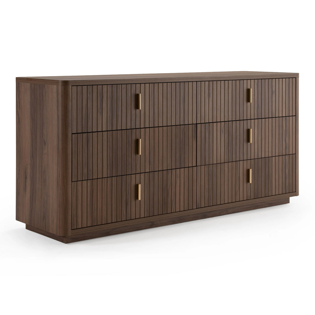 Harris + Roma - Modern Brown Fabric + Walnut 4-Piece Bedroom Set