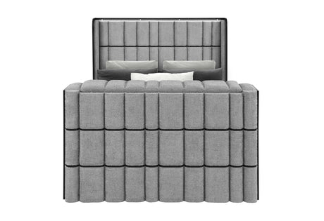 Isabella Grey Bed with LED, TV Lift, Speaker and Fireplace