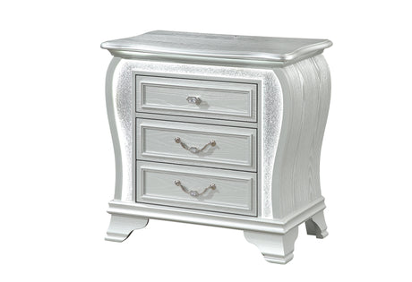 Aria Silver Nightstand with LED