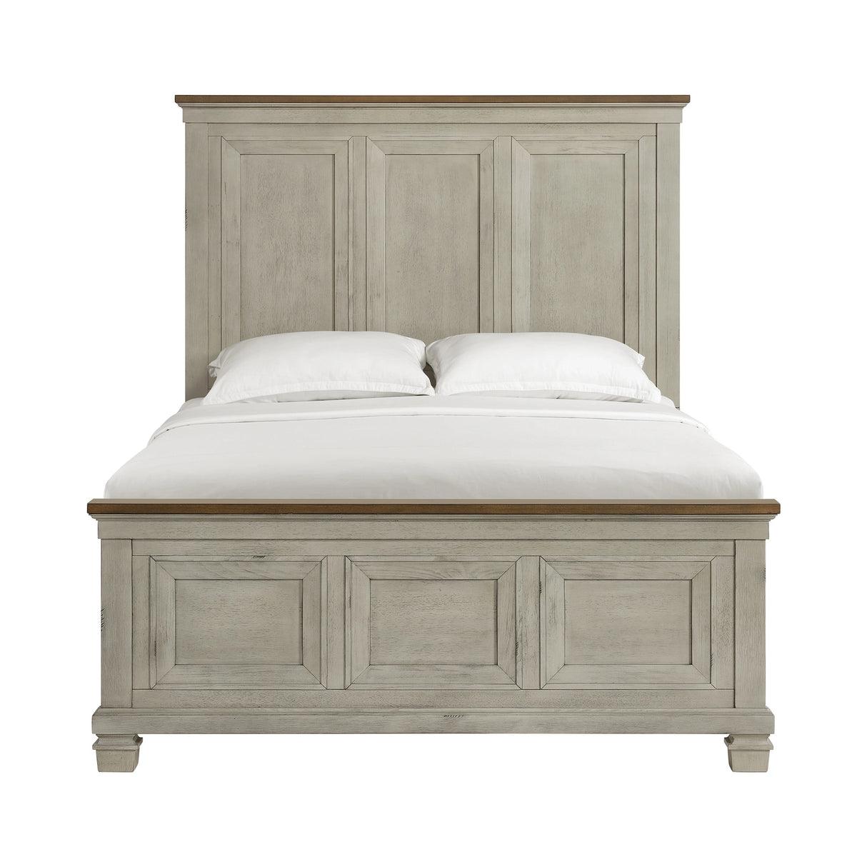Farmington Panel Bed in Medium Brown and Washed Stone