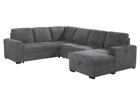U2660 Grey Sectional W/Pull Out Sofa Bed