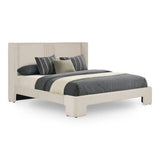 Newhart - Modern Beige Fabric + Natural Oak 4-Piece Bedroom Set