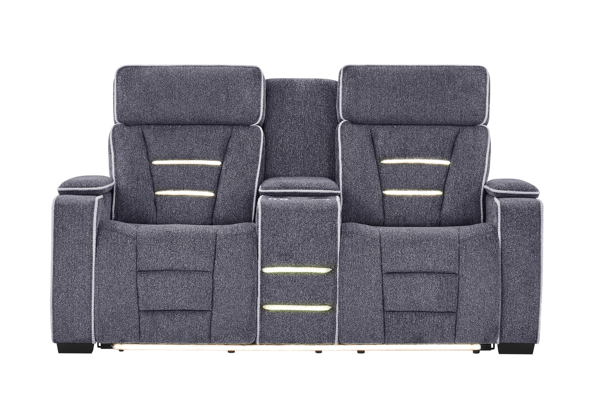 U1895 Grey P2 Console Reclining Loveseat with IS and LED