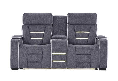 U1895 Grey P2 Console Reclining Loveseat with IS and LED