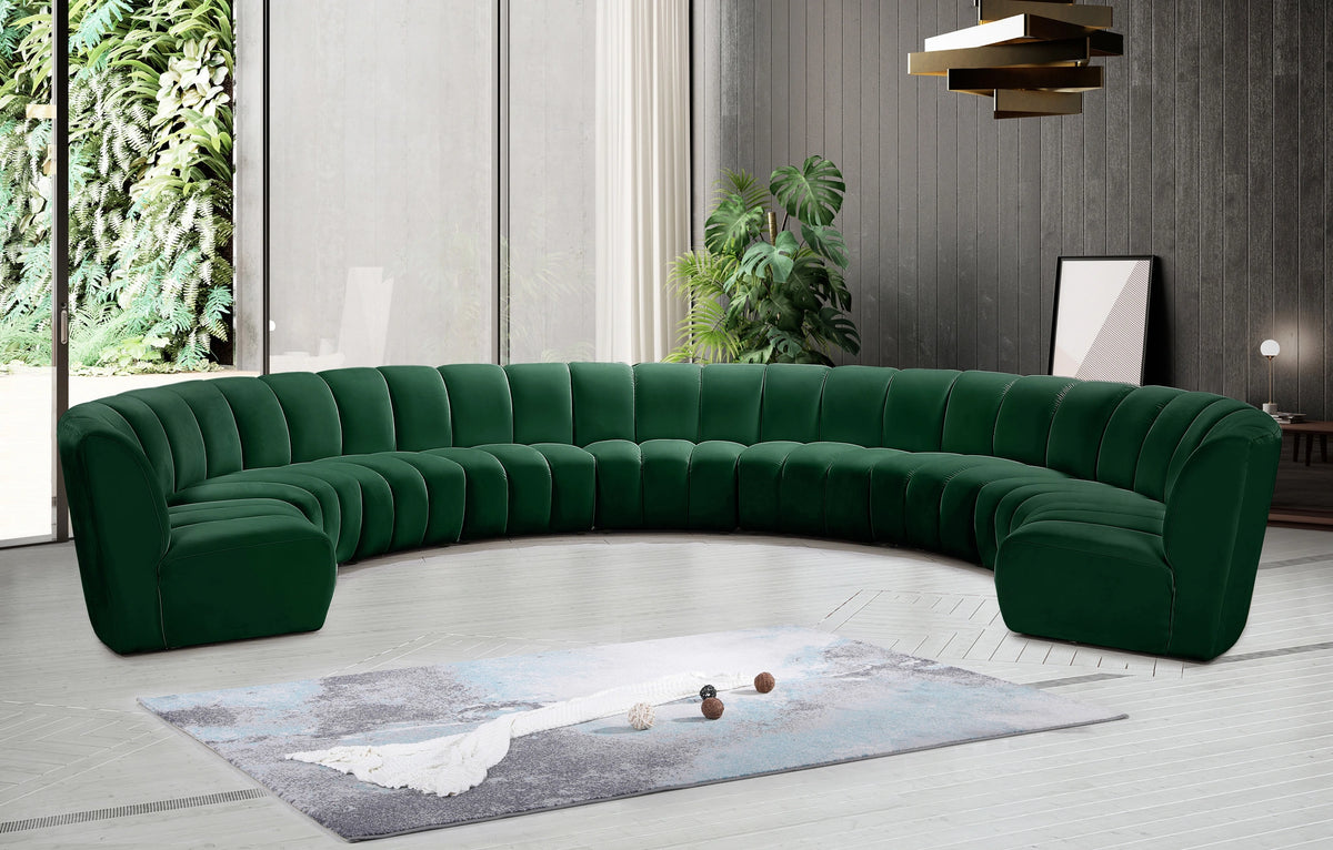 Infinity Green Velvet 9pc. Modular Sectional
