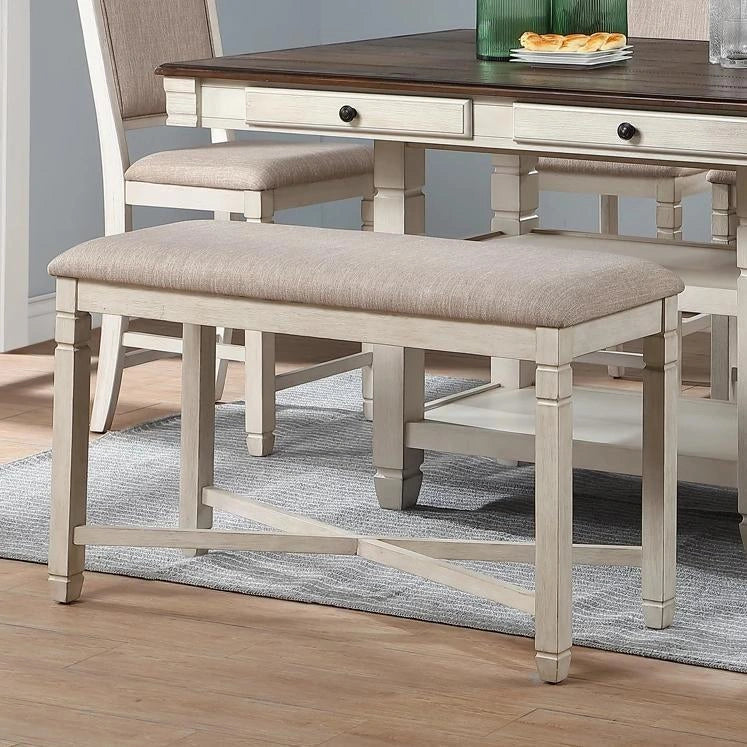New Classic Furniture Prairie Point Counter Height Backless Bench in White