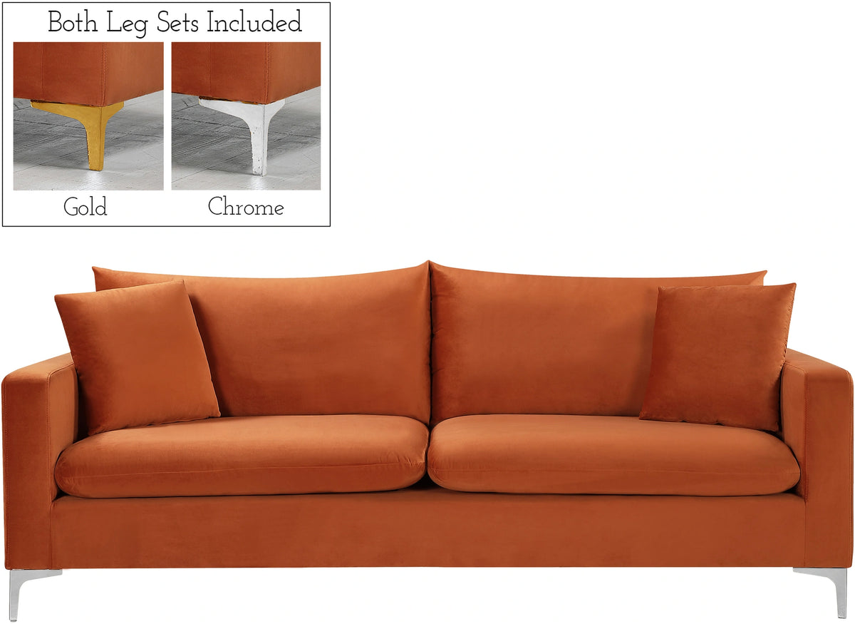 Naomi Cognac Velvet Sofa