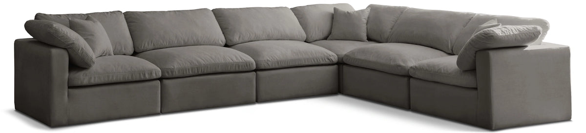 Plush Grey Velvet Standard Cloud Modular Sectional