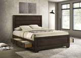 Kauffman California King, Eastren king, & Queen Storage Bed Dark Cocoa