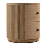 Harris + Jacobson - Modern Off-White Fabric + Natural Oak 4-Piece Bedroom Set