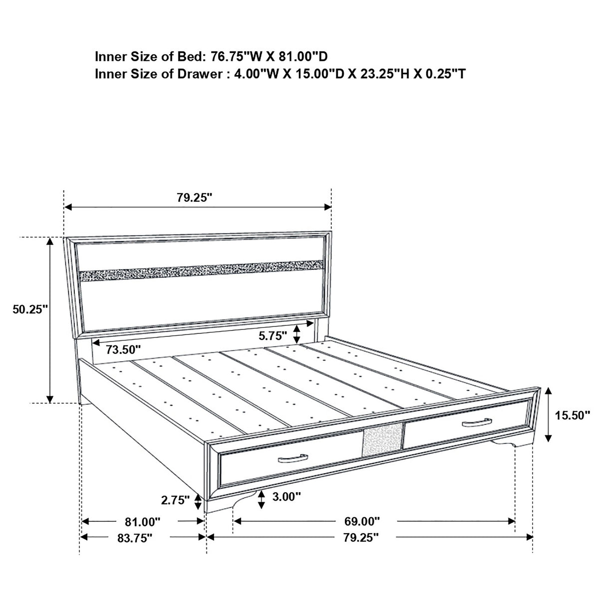 Miranda Panel Platform Storage Bed