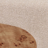 Mayfair - Contemporary Beige Fabric + Burl Bench Ottoman