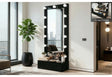 Ella Black Narrow Tall Mirror with Drawer and Speaker